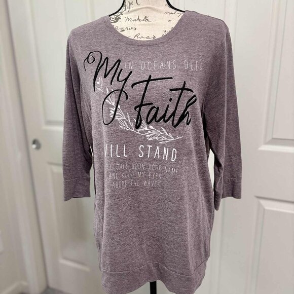 Women's NWOT Purple Short-Sleeved T-Shirt with" My Faith" Size 1X - Picture 1 of 6